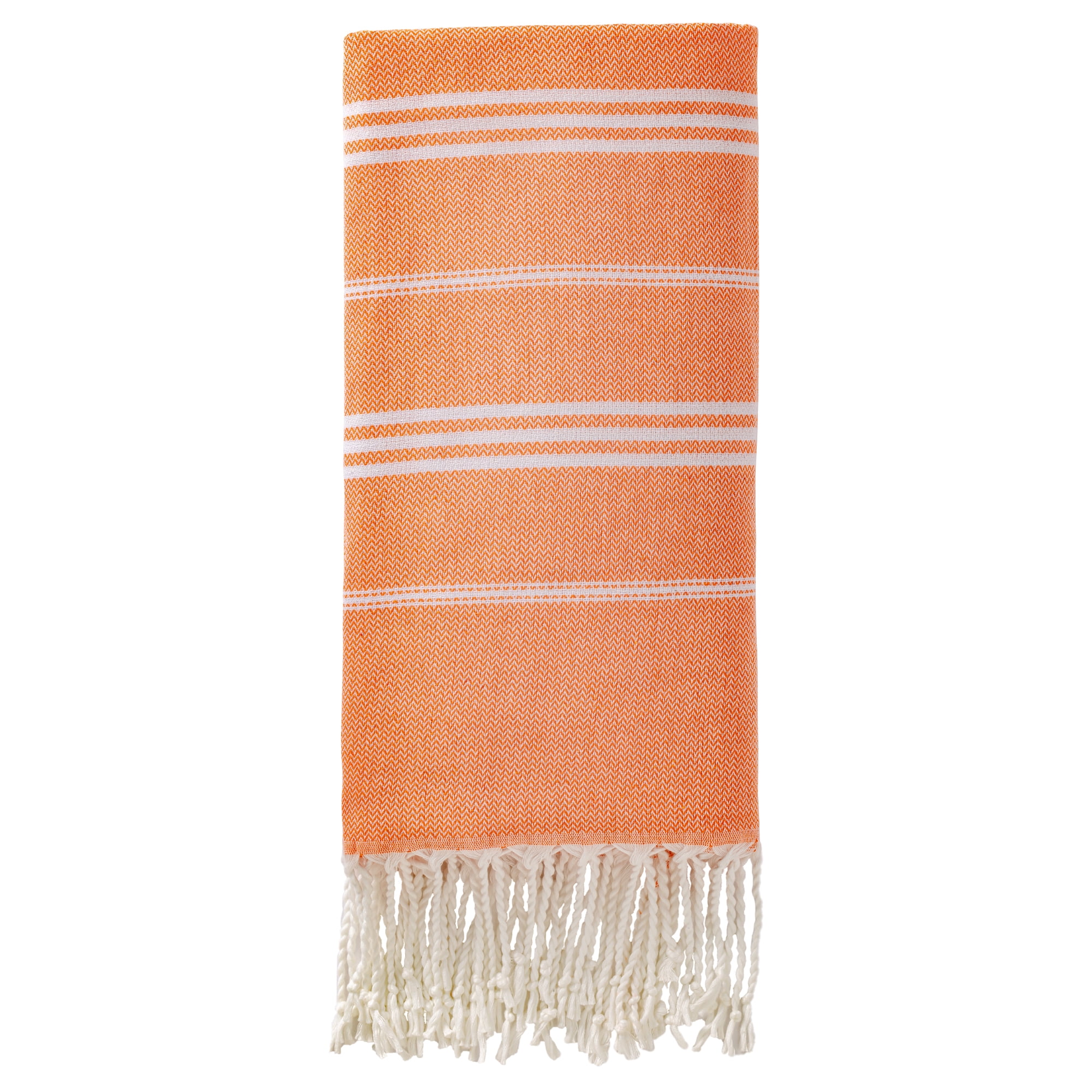 Unique Bargains Stripe Turkish Quick Dry Sand Free Beach Towel Orange 71" x 35"