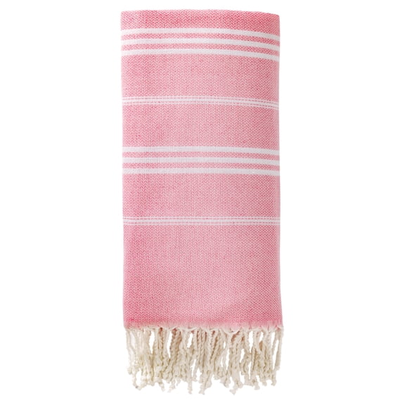 Unique Bargains Stripe Turkish Quick Dry Sand Free Beach Towel Pink 71" x 35"
