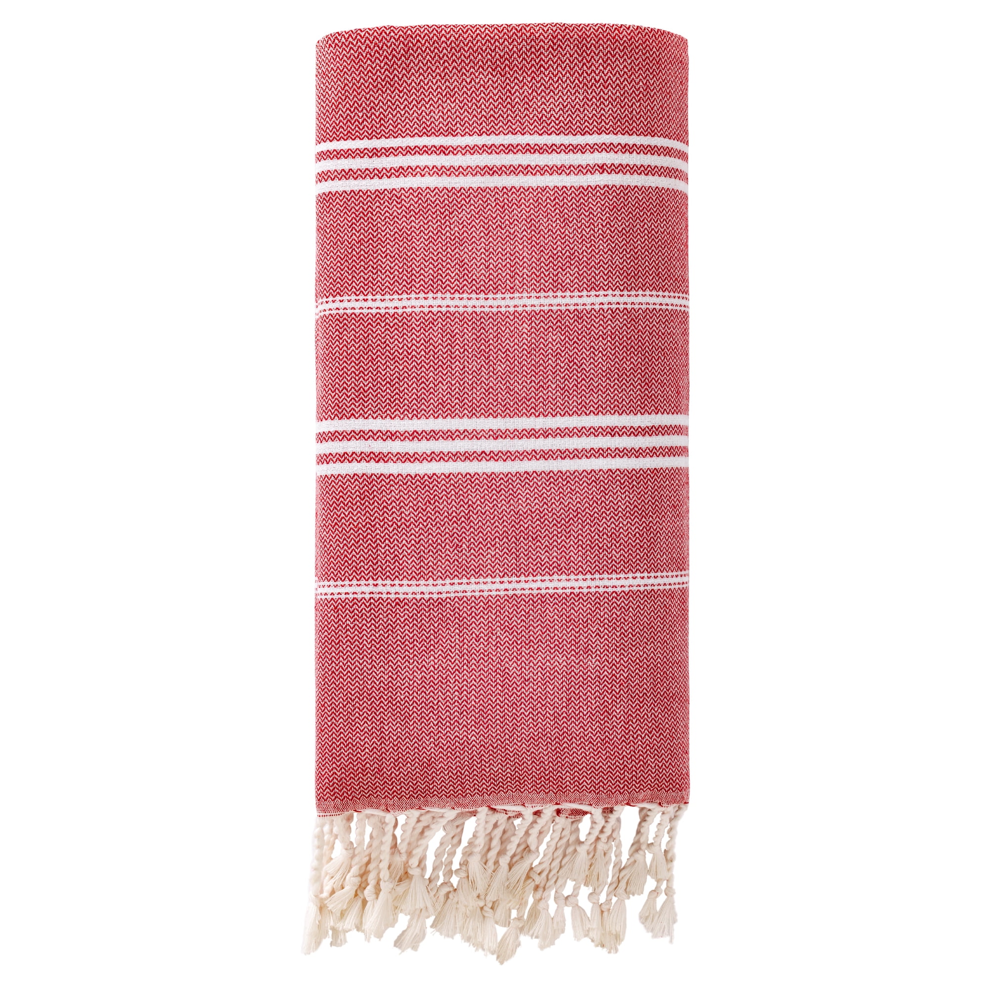 Unique Bargains Stripe Turkish Quick Dry Sand Free Beach Towel Red 71" x 35"