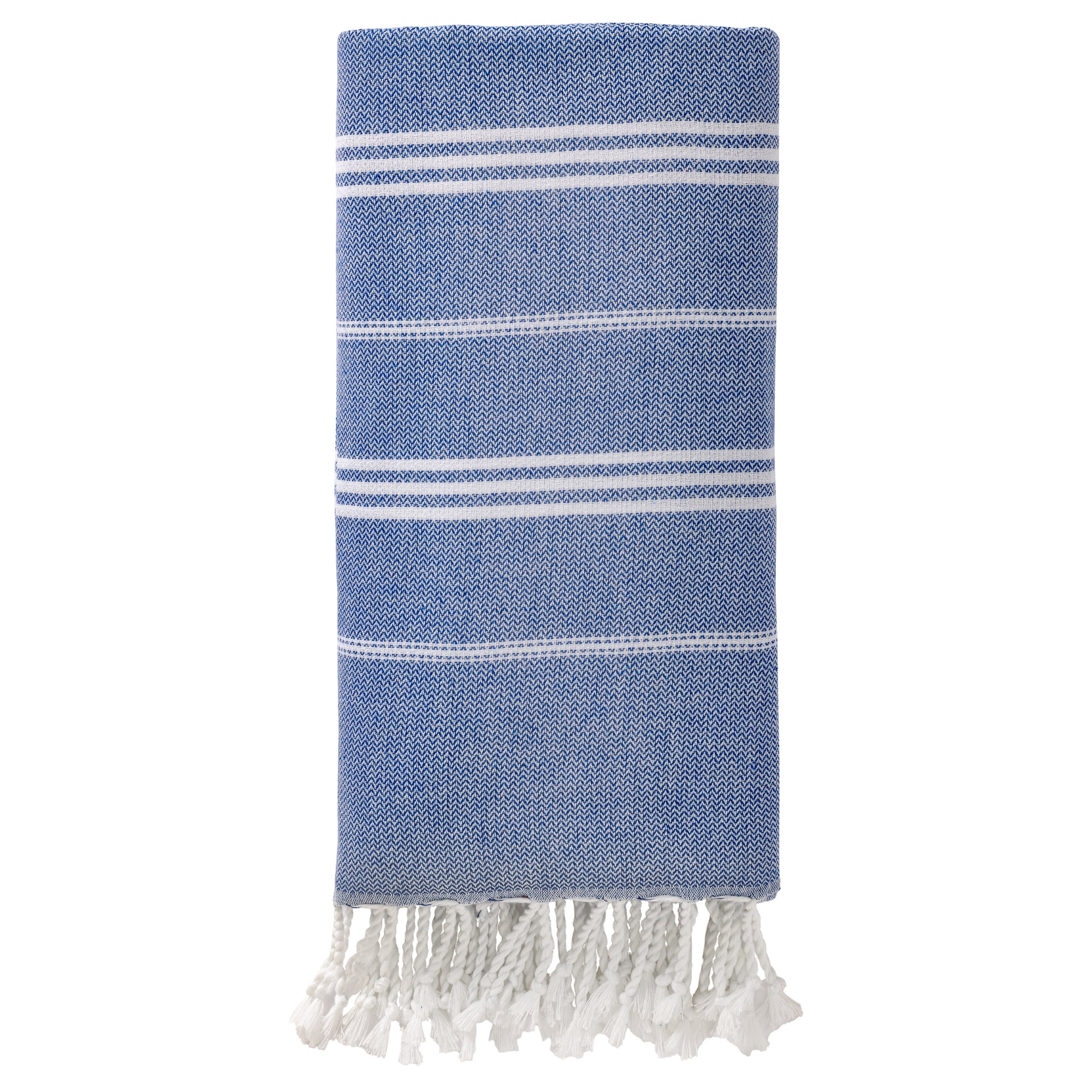 Unique Bargains Stripe Turkish Quick Dry Sand Free Beach Towel Royal Blue 71" x 35"