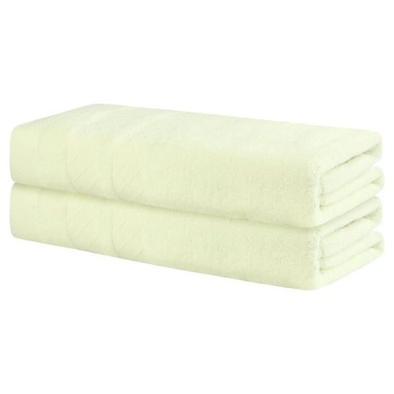 Unique Bargains Striped 2 Pc Cotton Bath Towels Absorbent and Light Weight Towels White