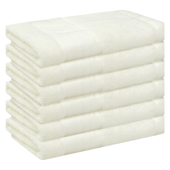 Unique Bargains Striped 6 Pack Cotton Washcloths Absorbent Low Lint Beige