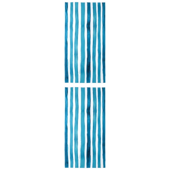 Unique Bargains Striped Absorbent Beach Towel 2 Pack Aqua Blue 63"x31"