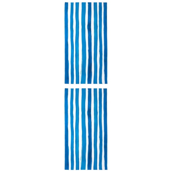 Unique Bargains Striped Absorbent Beach Towel 2 Pack Blue 63"x31"