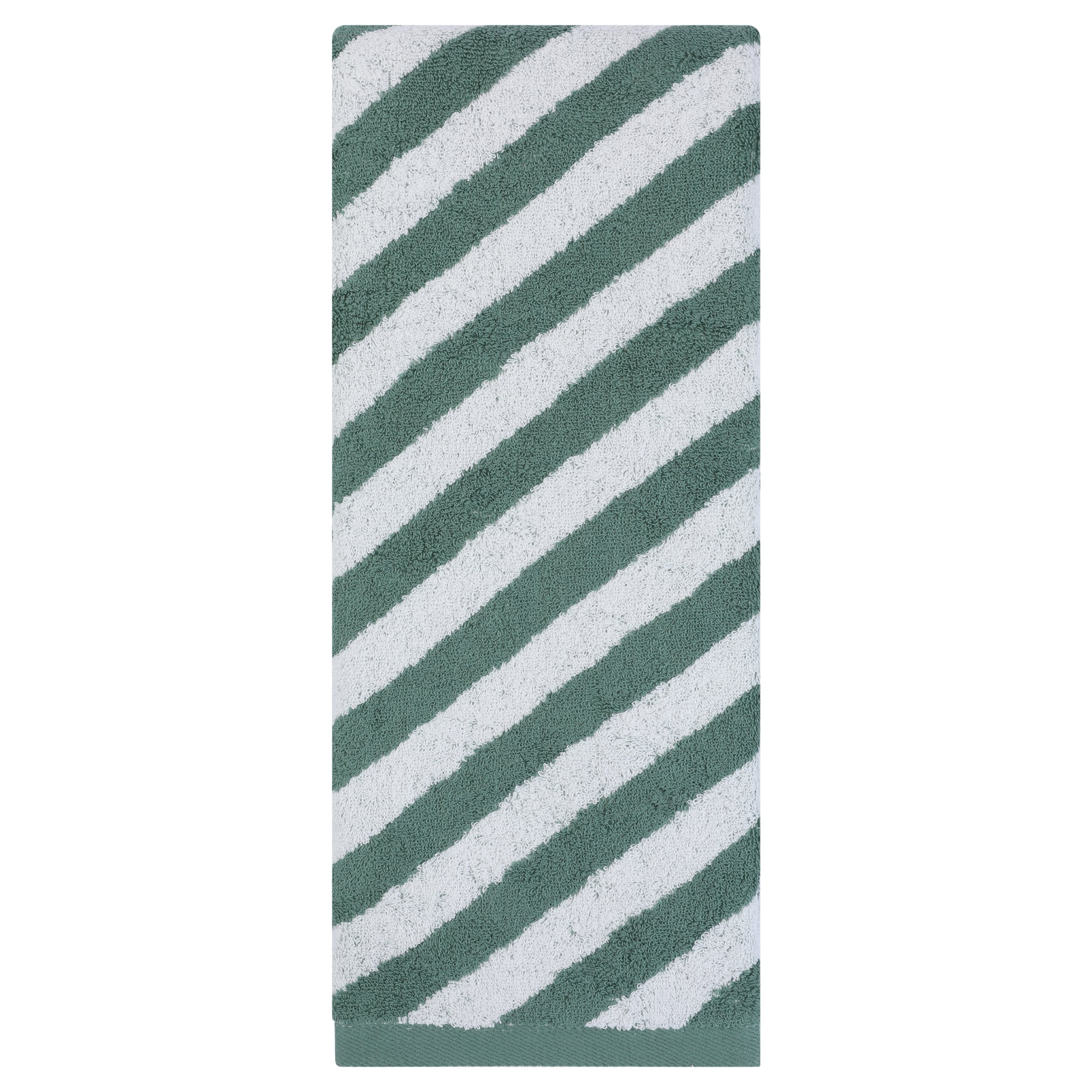 Unique Bargains Striped Absorbent Quick Dry Pure Cotton Bath Towel Green 55" x 28"