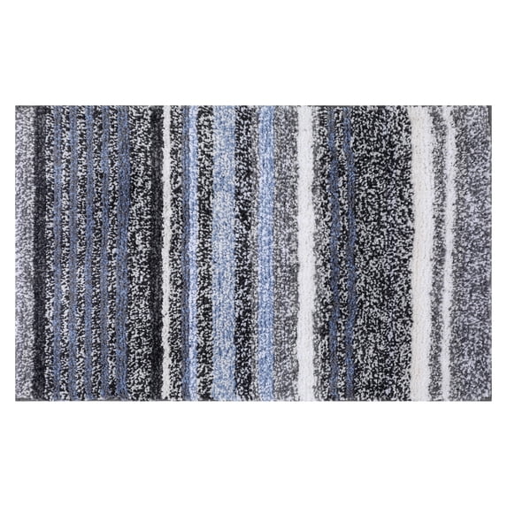 Unique Bargains Striped Bathroom Mat Soft Non-Slip Quick Dry Bath Rugs Grey 16" x 24"