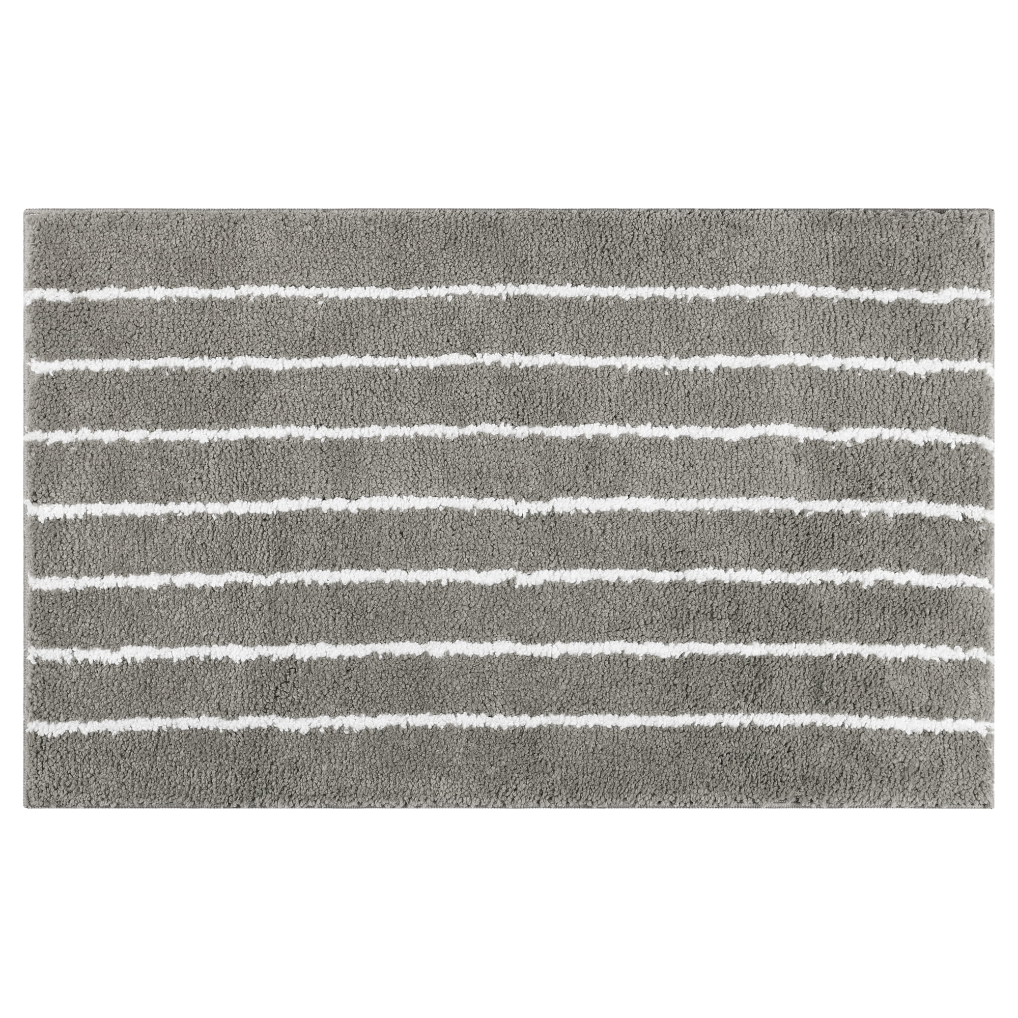 Unique Bargains Striped Bathroom Rug Non-Slip Fluffy Bath Carpet Water Absorbent Bathmat Dark Grey 16" x 24"