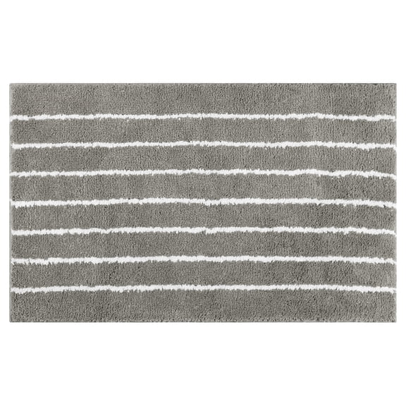 Unique Bargains Striped Bathroom Rug Non-Slip Fluffy Bath Carpet Water Absorbent Bathmat Dark Grey 16" x 24"