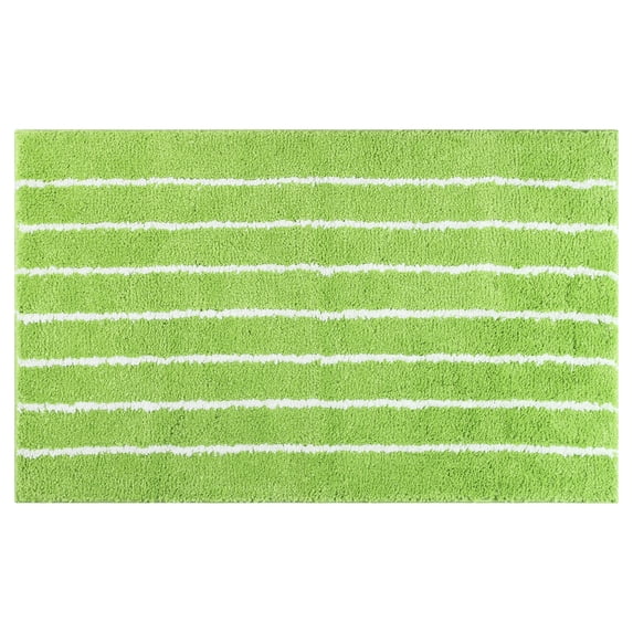 Unique Bargains Striped Bathroom Rug Non-Slip Fluffy Bath Carpet Water Absorbent Bathmat Green 20" x 32"