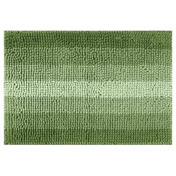 Unique Bargains Striped Bathroom Rugs Non-Slip Bath Carpet Bath Mats Green-1 16"x24"
