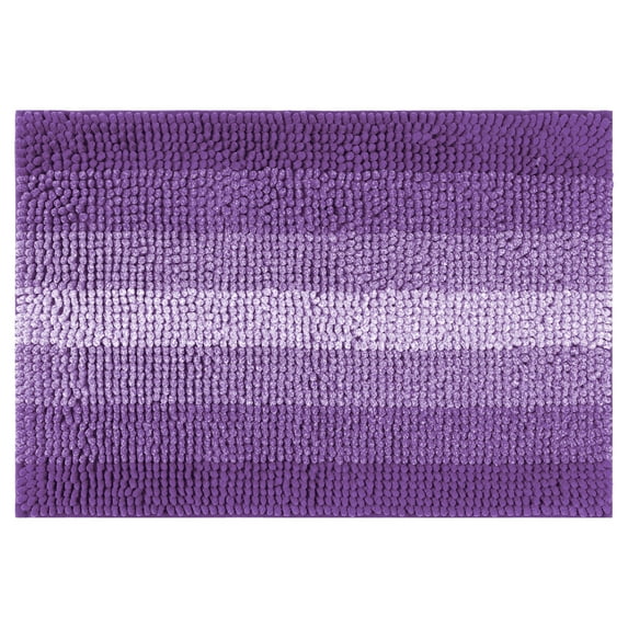 Unique Bargains Striped Bathroom Rugs Non-Slip Bath Carpet Bath Mats Purple 20"x32"