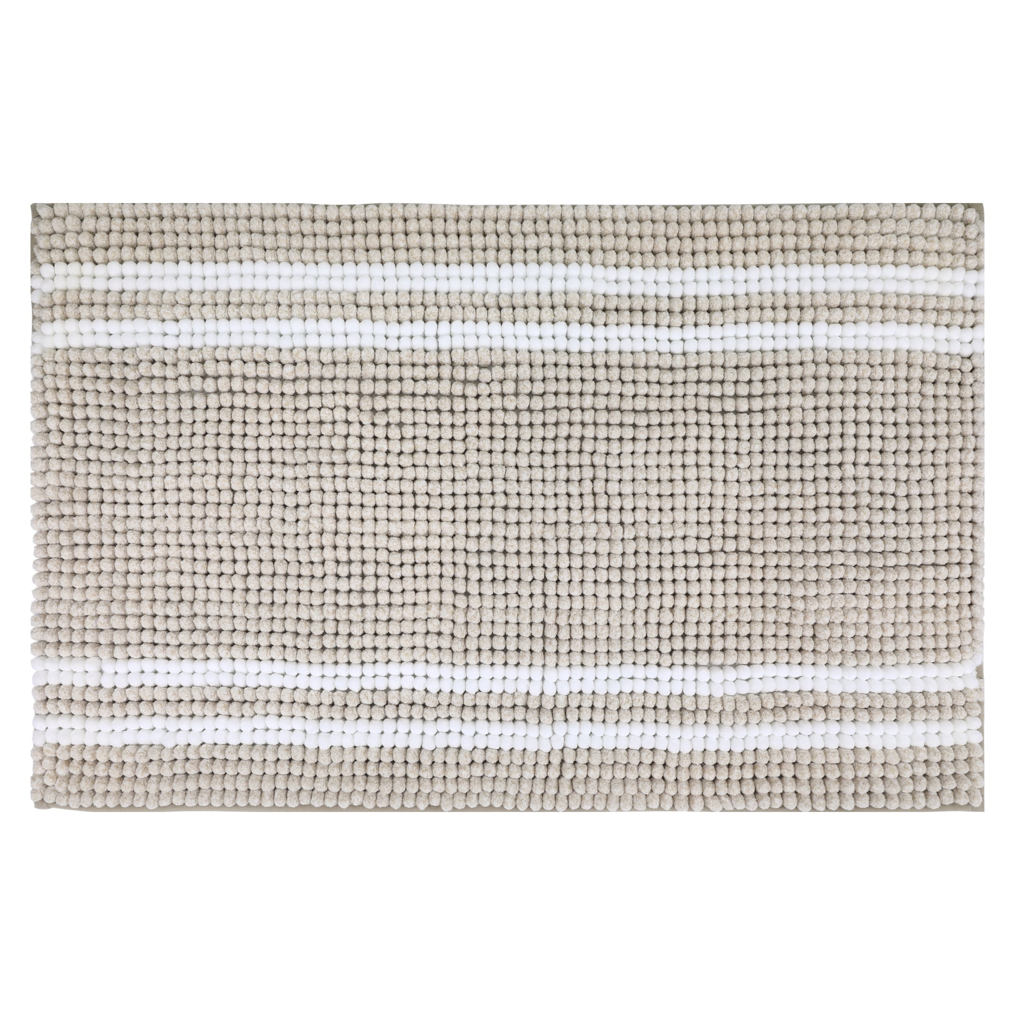 Unique Bargains Striped Bathroom Rugs Soft Fluffy Chenille Bath Rugs Brown 20" x 32"