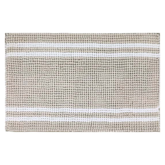 Unique Bargains Striped Bathroom Rugs Soft Fluffy Chenille Bath Rugs Brown 20" x 32"