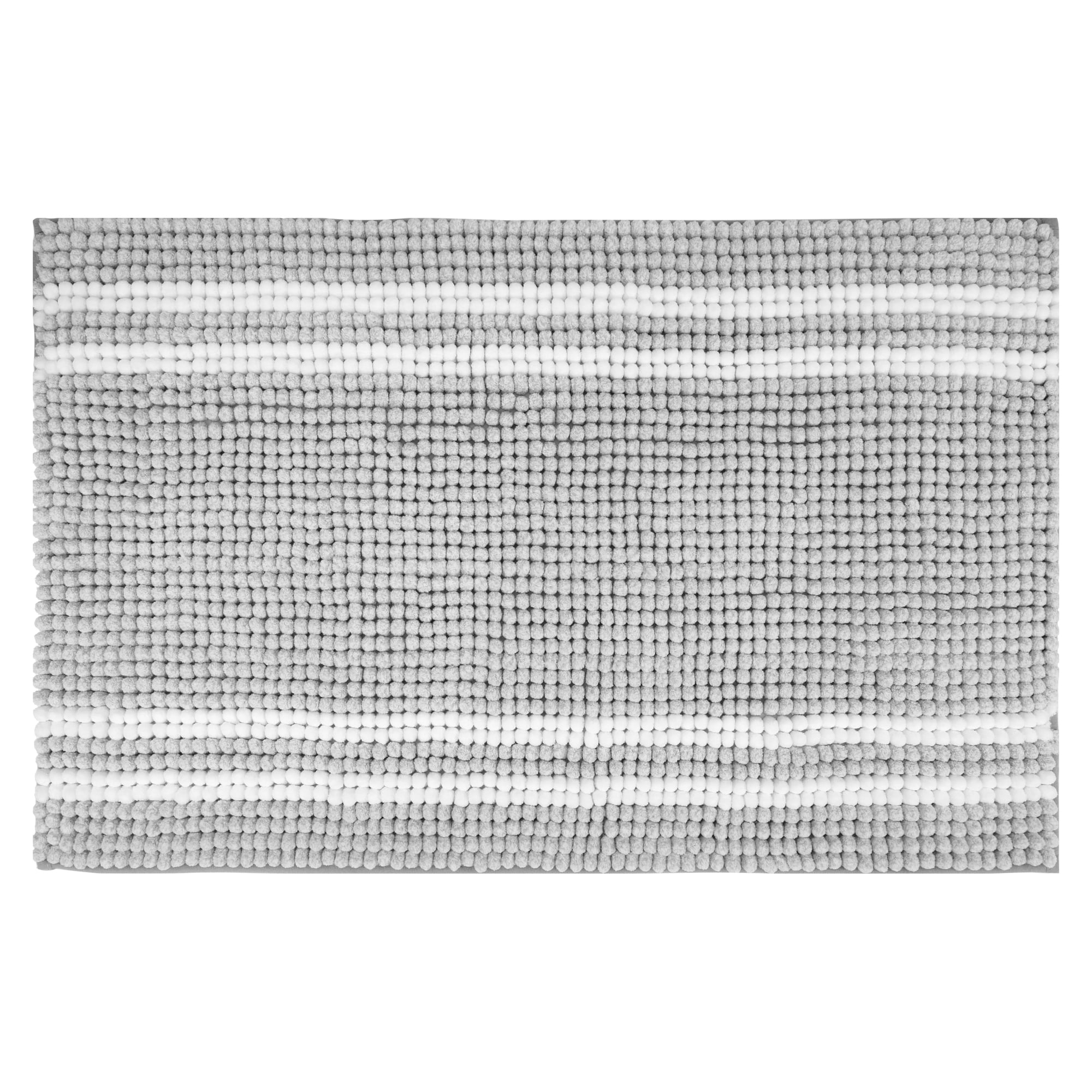 Unique Bargains Striped Bathroom Rugs Soft Fluffy Chenille Bath Rugs Light Grey 16" x 24"