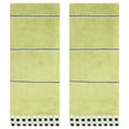 thumbnail image 1 of Unique Bargains Striped Checked Hand Towels Absorbent Green 2-Piece, 1 of 5