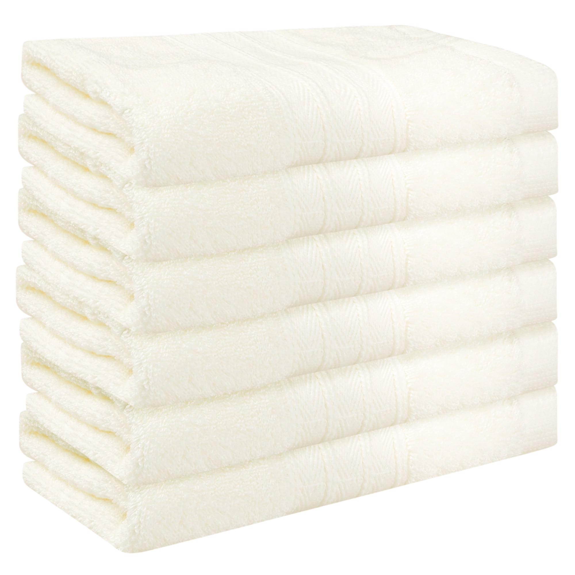 Unique Bargains Striped Cotton Bath Washcloths Absorbent Face Towel Body Wash Cloth Towels Beige 6