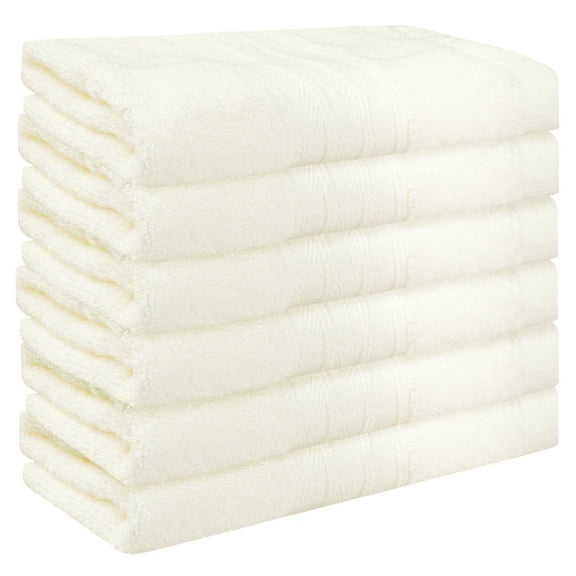 Unique Bargains Striped Cotton Bath Washcloths Absorbent Face Towel Body Wash Cloth Towels Beige 6