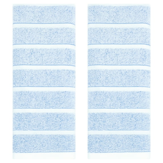 Unique Bargains Striped Cotton Bathroom Hand Towel Kitchen Hand Towel Blue 2-Piece