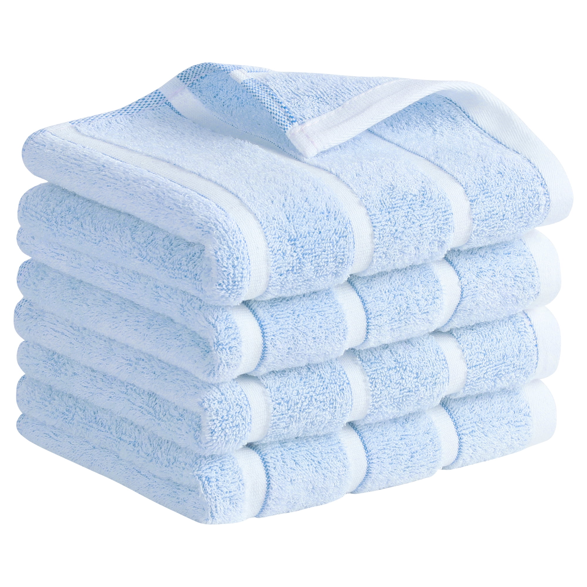 Unique Bargains Striped Cotton Bathroom Hand Towel Kitchen Hand Towel Blue 4-Piece