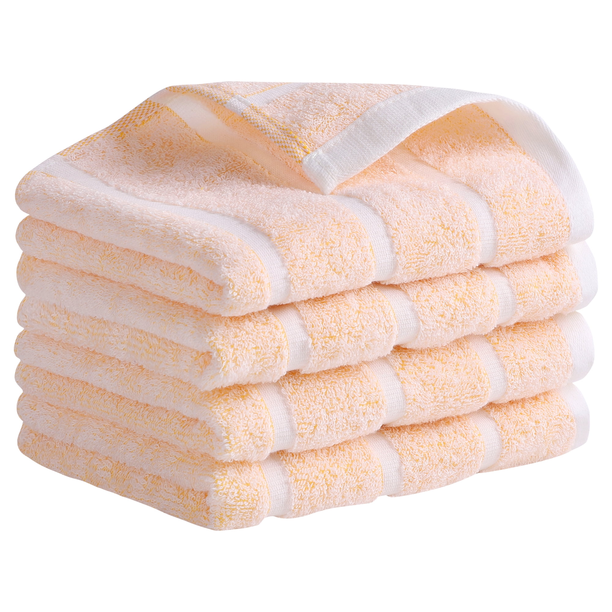 Unique Bargains Striped Cotton Bathroom Hand Towel Kitchen Hand Towel Orange 4-Piece
