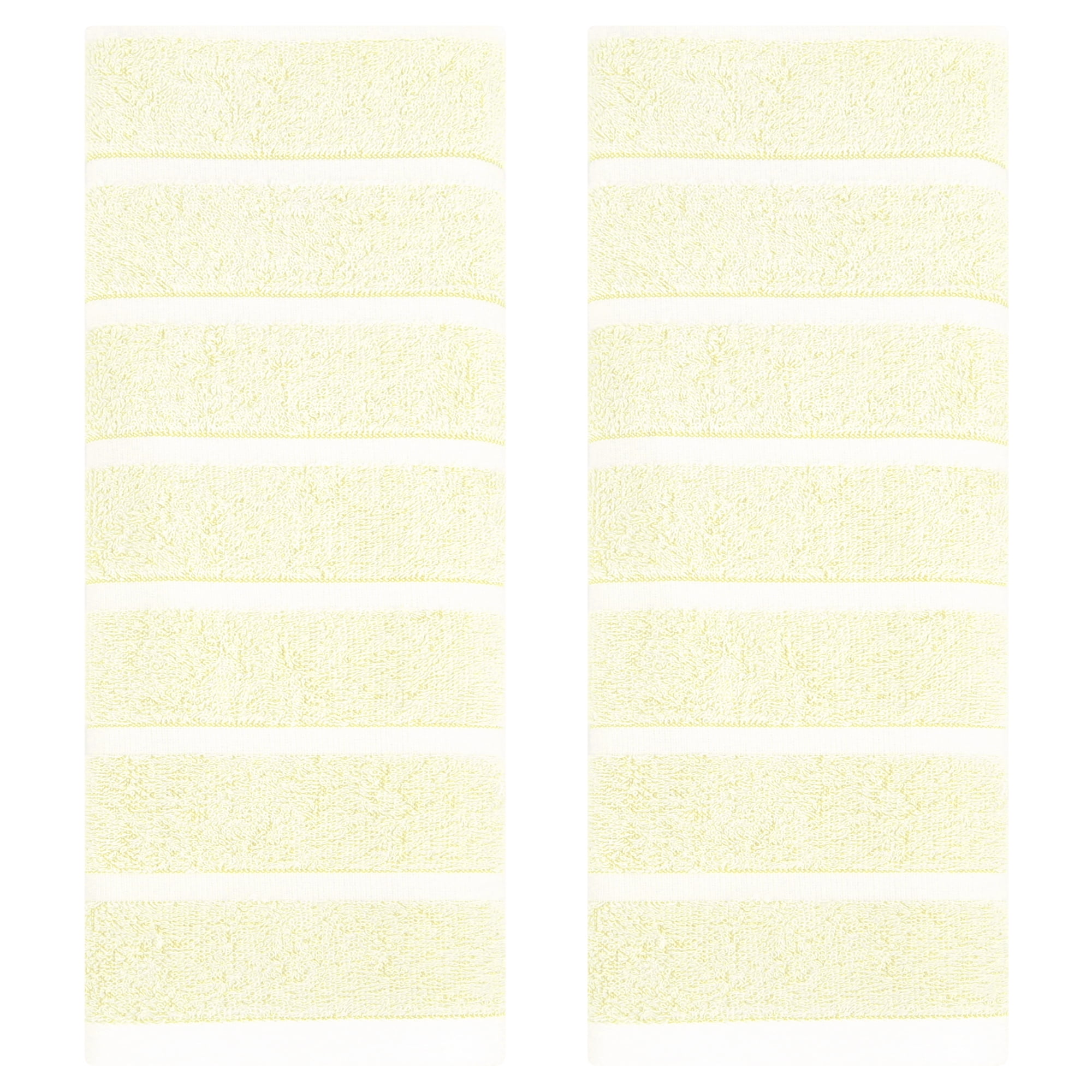 Unique Bargains Striped Cotton Bathroom Hand Towel Kitchen Hand Towel Yellow 2-Piece