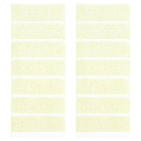 Unique Bargains Striped Cotton Bathroom Hand Towel Kitchen Hand Towel Yellow 2-Piece
