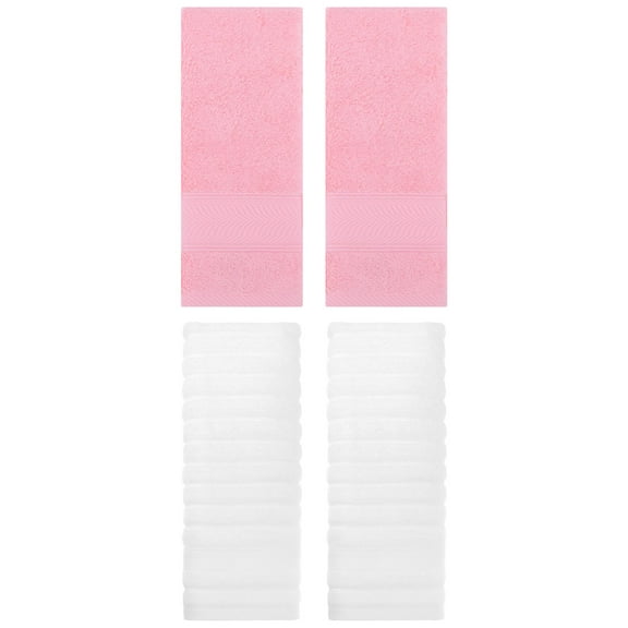 Unique Bargains Striped Cotton Hand Towel 14" x 30" 4 Pcs White/Pink