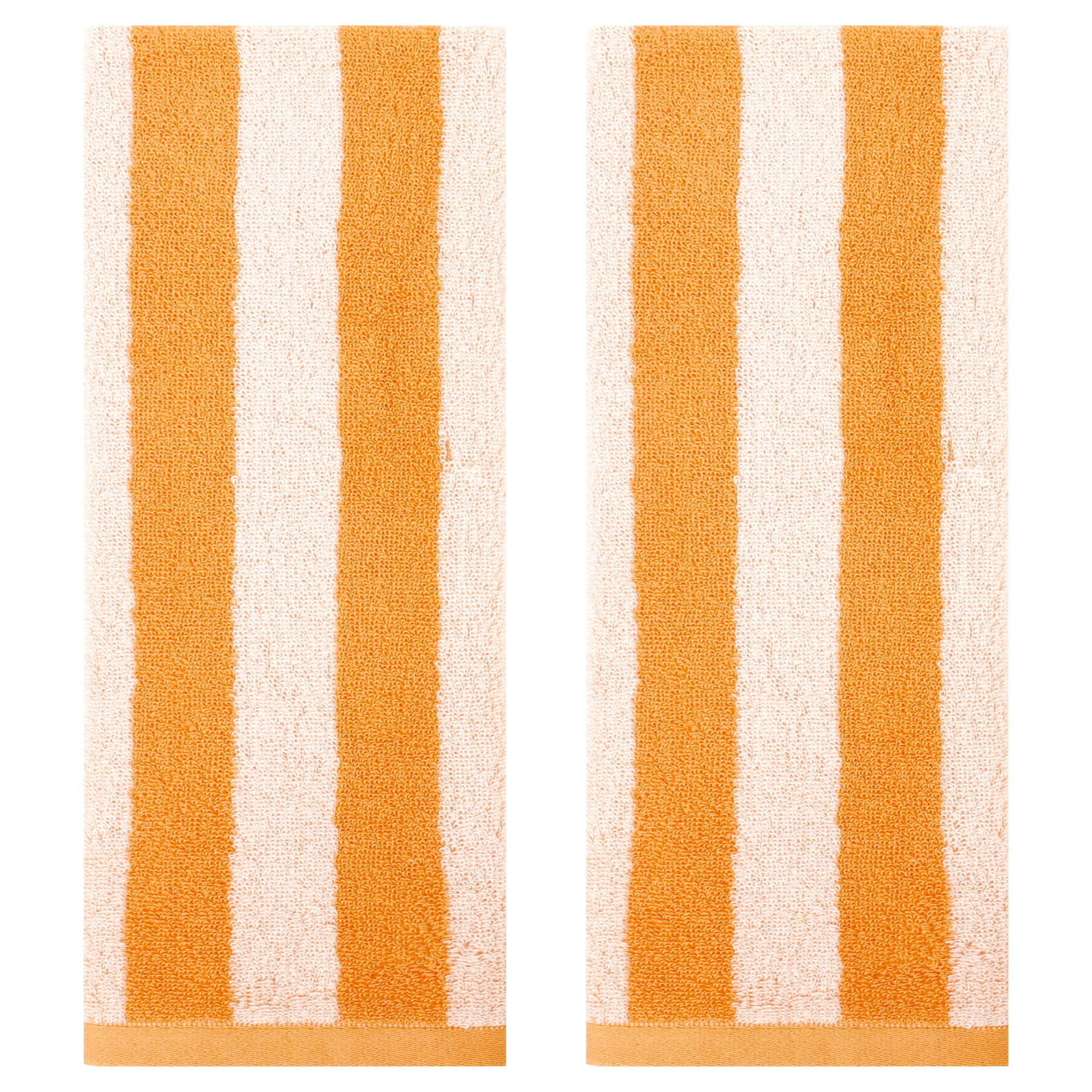 Unique Bargains Striped Cotton Hand Towel Set Soft Towels Orange 13" x 29" -2 Piece