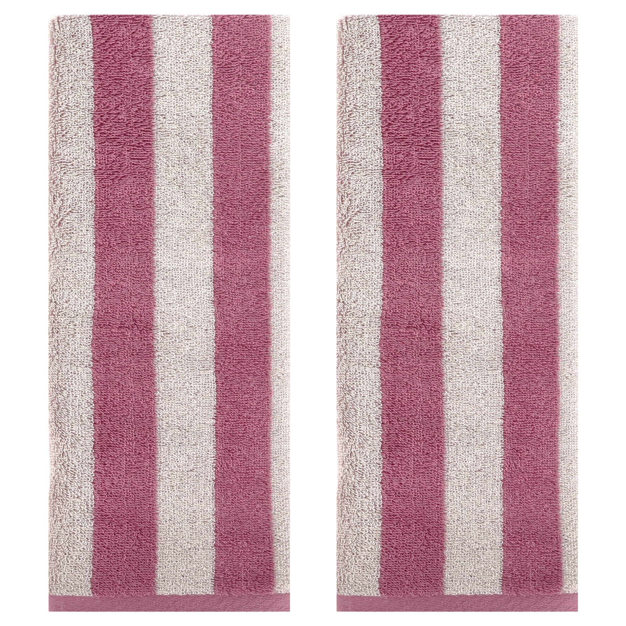 Unique Bargains Striped Cotton Hand Towel Set Soft Towels Purple 13" x 29" -2 Piece
