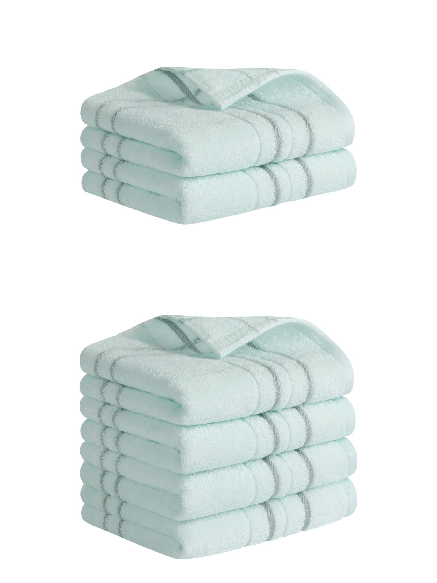 Unique Bargains Striped Cotton Hand Towels 13" x 29" Blue 6 Pack
