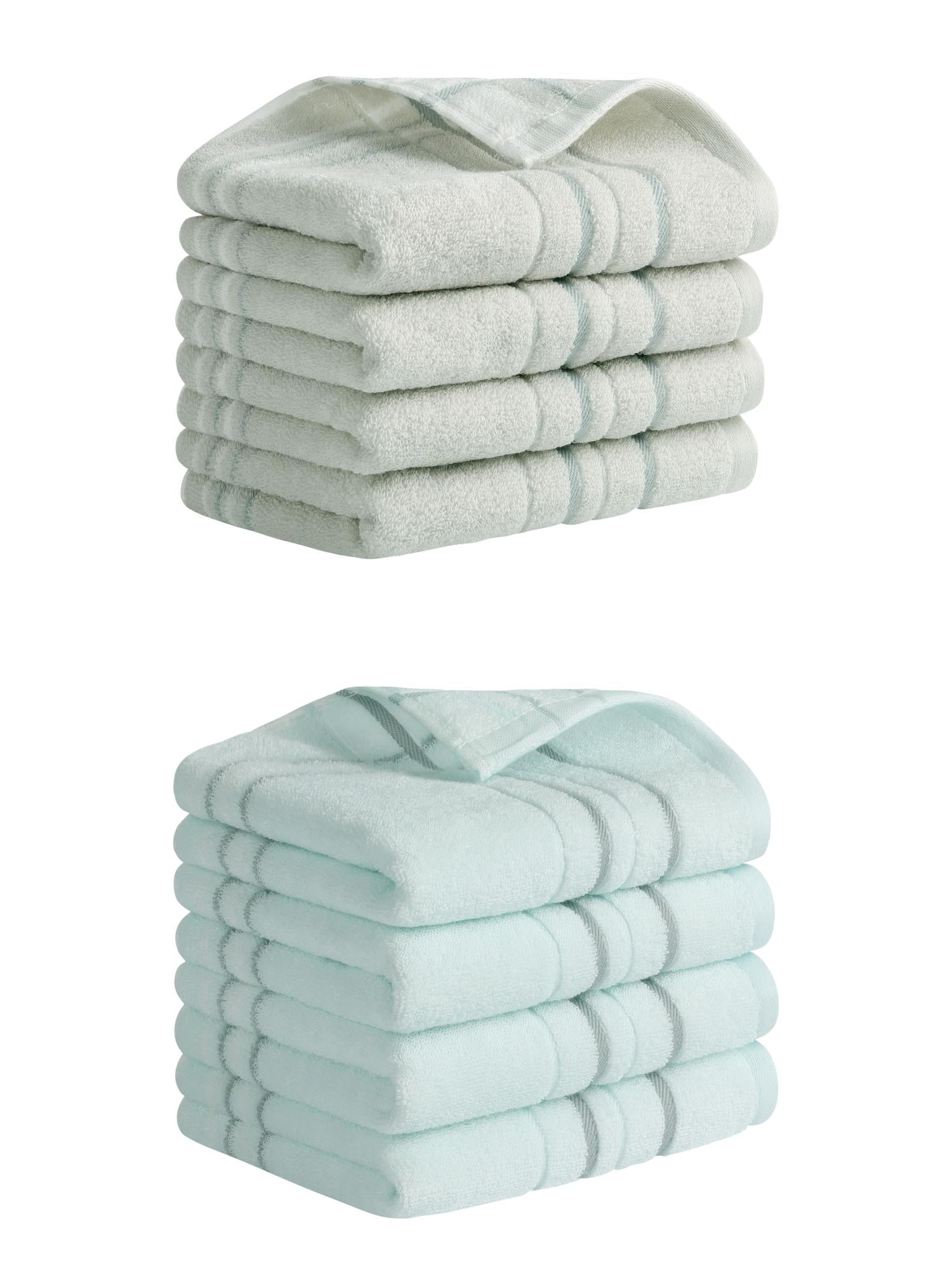 Unique Bargains Striped Cotton Hand Towels 13" x 29" Blue/Grey 8 Pack