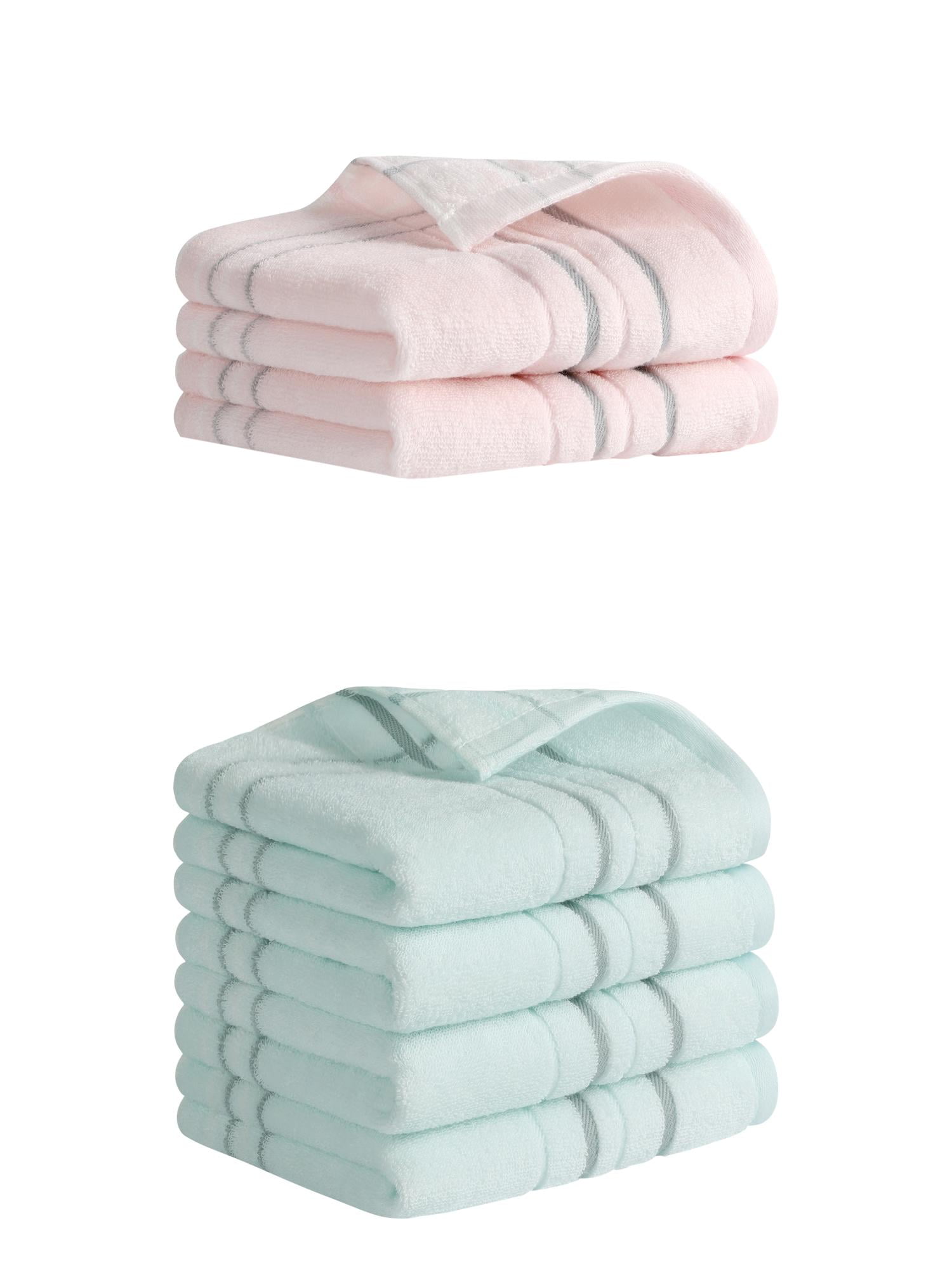 Unique Bargains Striped Cotton Hand Towels 13" x 29" Blue/Pink 6 Pack
