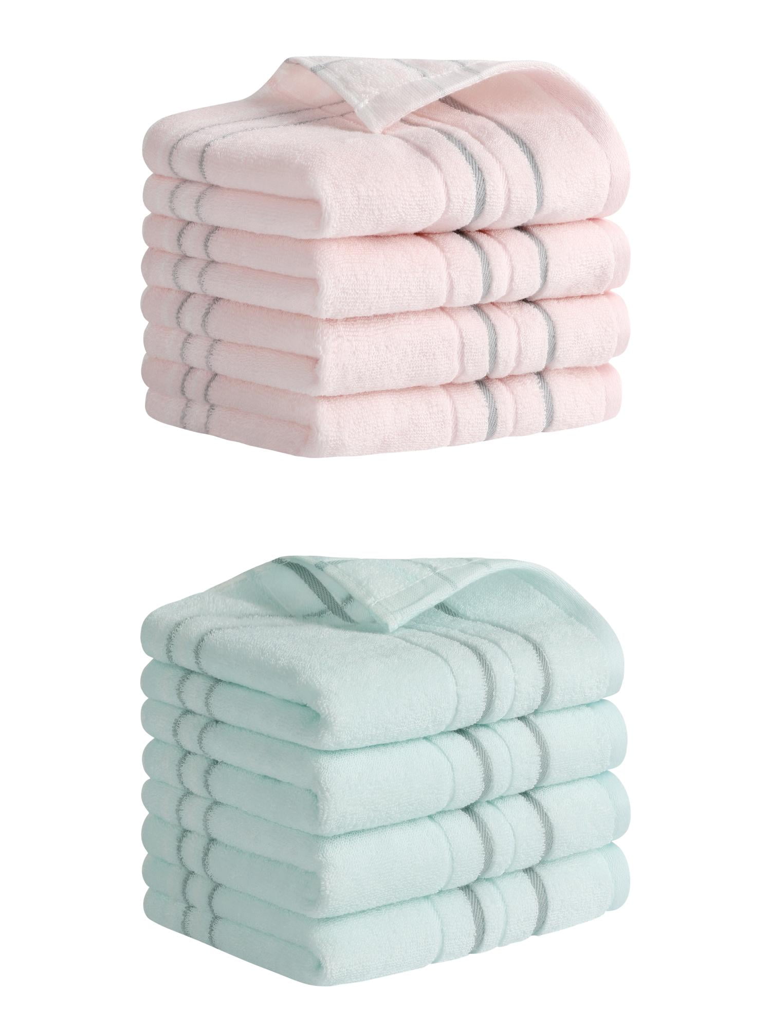 Unique Bargains Striped Cotton Hand Towels 13" x 29" Pink/Blue 8 Pack