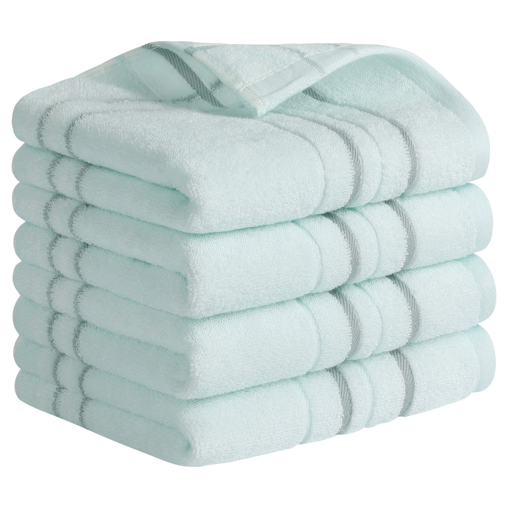 Unique Bargains Striped Cotton Hand Towels 13" x 29" Soft Set Blue 4-Piece