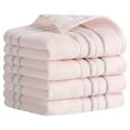 thumbnail image 1 of Unique Bargains Striped Cotton Hand Towels 13" x 29" Soft Set Pink 4-Piece, 1 of 5