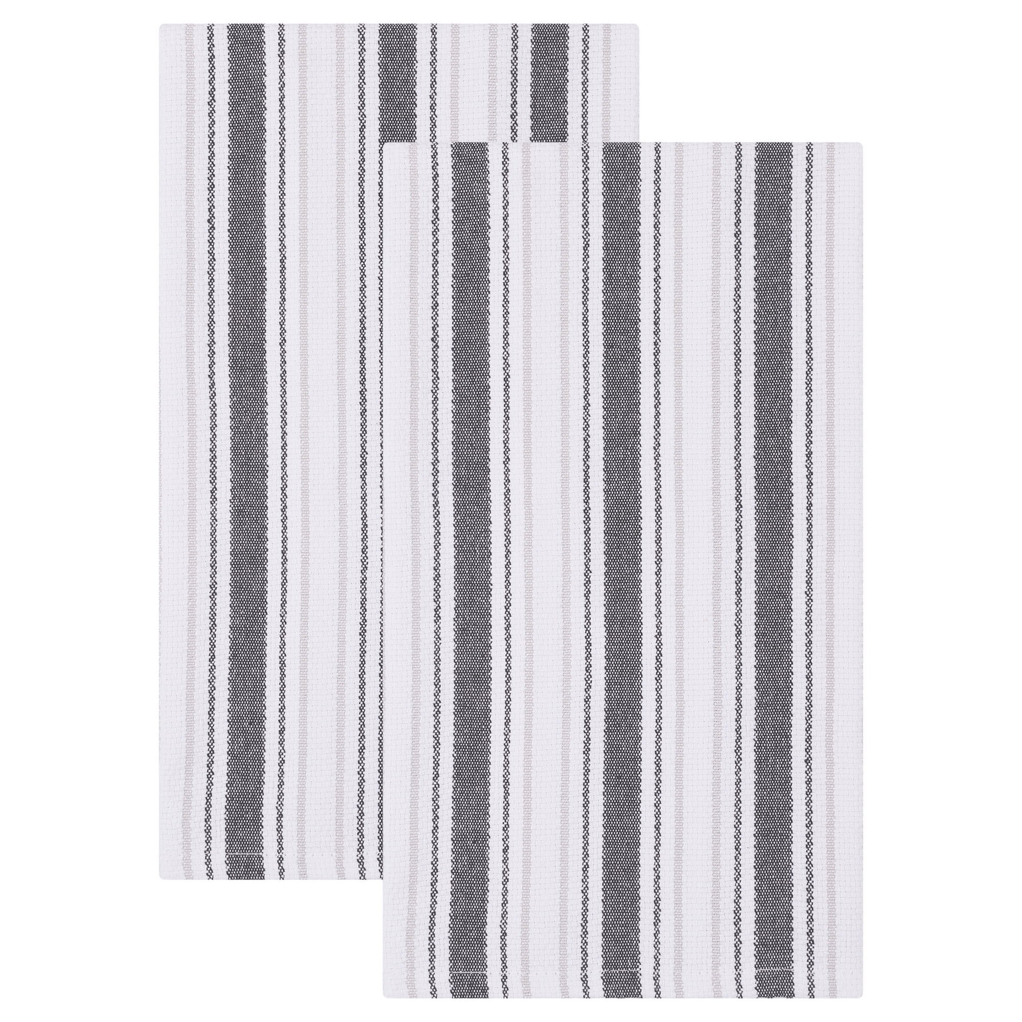 Unique Bargains Striped Cotton Kitchen Towels Black 26" x 18"