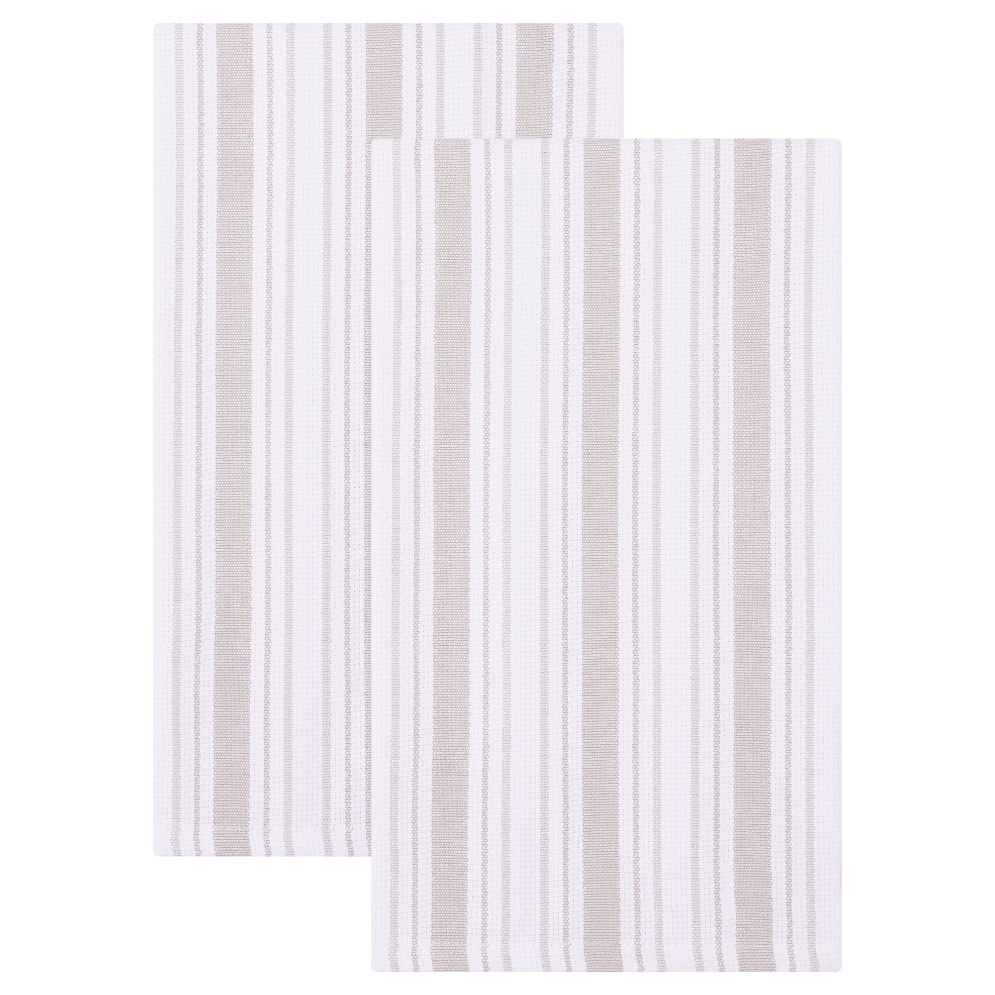 Unique Bargains Striped Cotton Kitchen Towels Khaki 26" x 18"