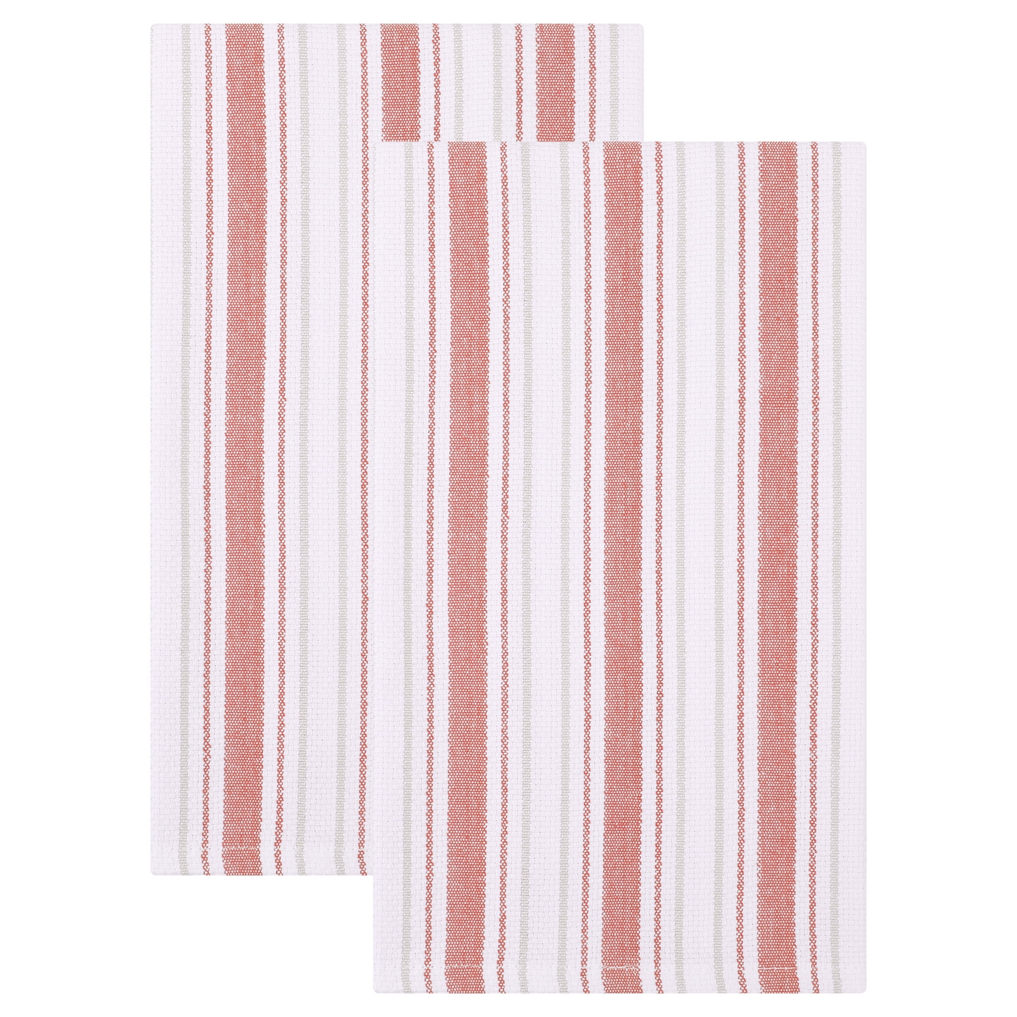 Unique Bargains Striped Cotton Kitchen Towels Orange 26" x 18"