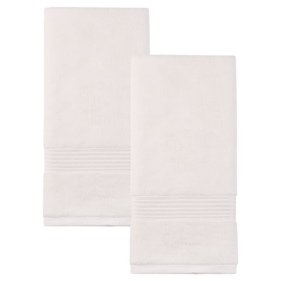 Unique Bargains Striped Cotton Soft Absorbent Quick Dry Hand Towels White 2pcs 29" x 13"