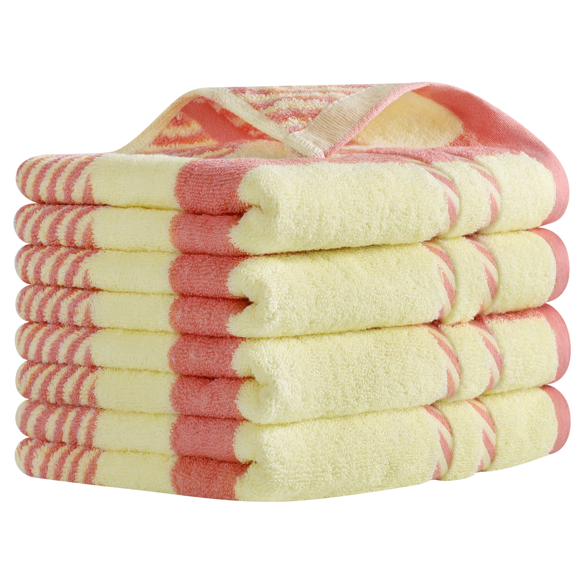 Unique Bargains Striped Decorative Absorbent Soft Bathroom Towel Pink 4 Pcs