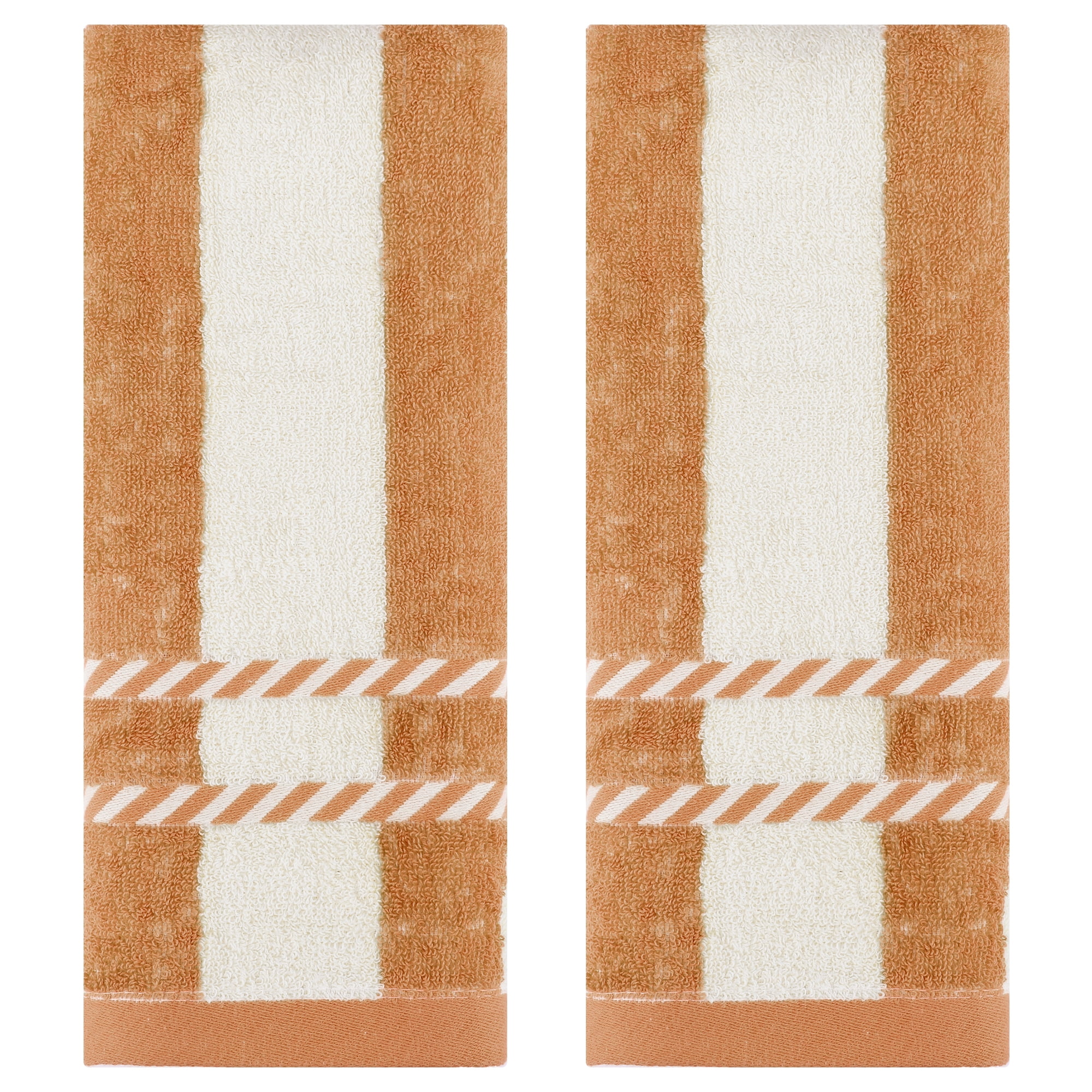 Unique Bargains Striped Decorative Absorbent Soft Bathroom Towel Yellow 2 Pcs