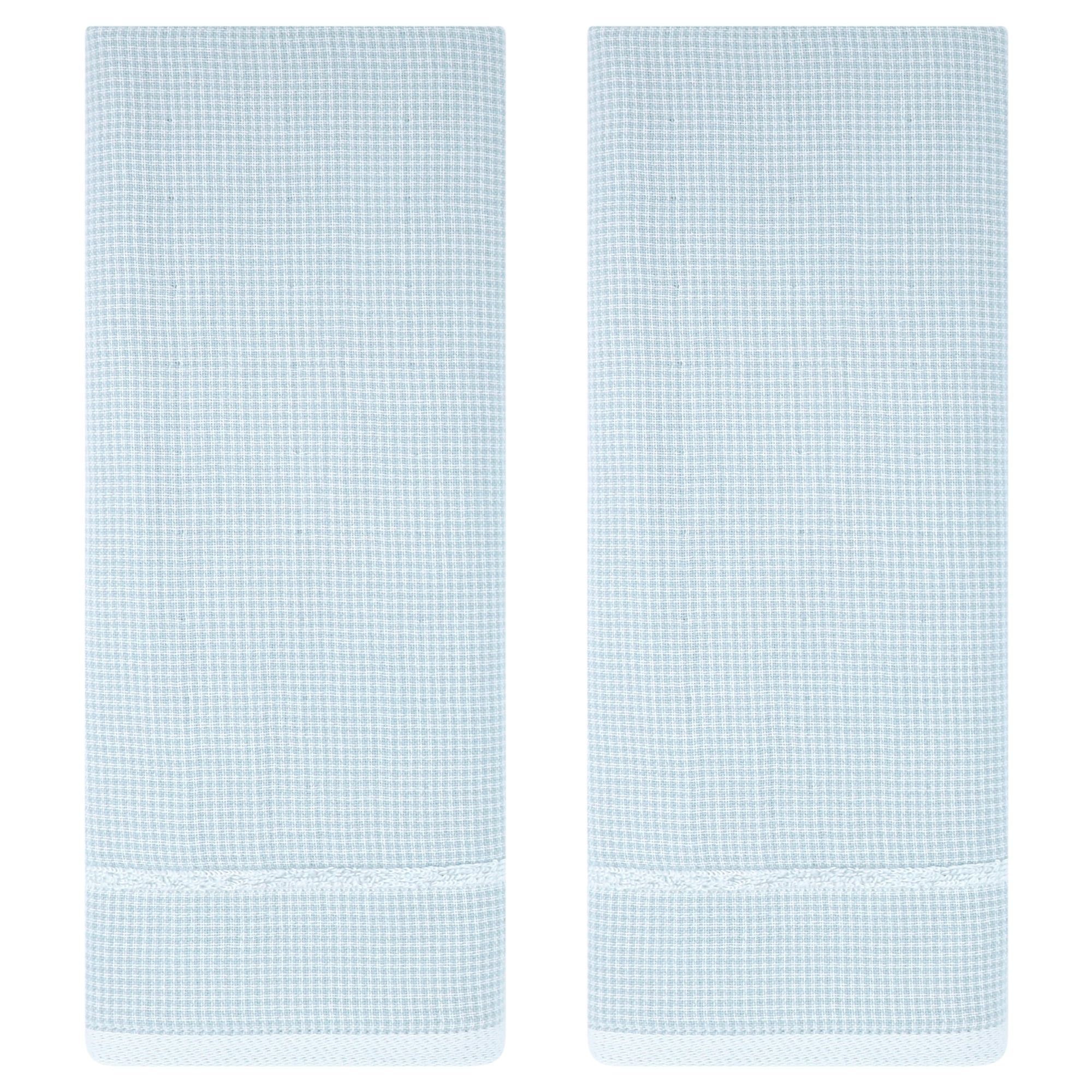 Unique Bargains Striped Decorative Hand Towel Set Cotton Face Towels Blue 2-Piece