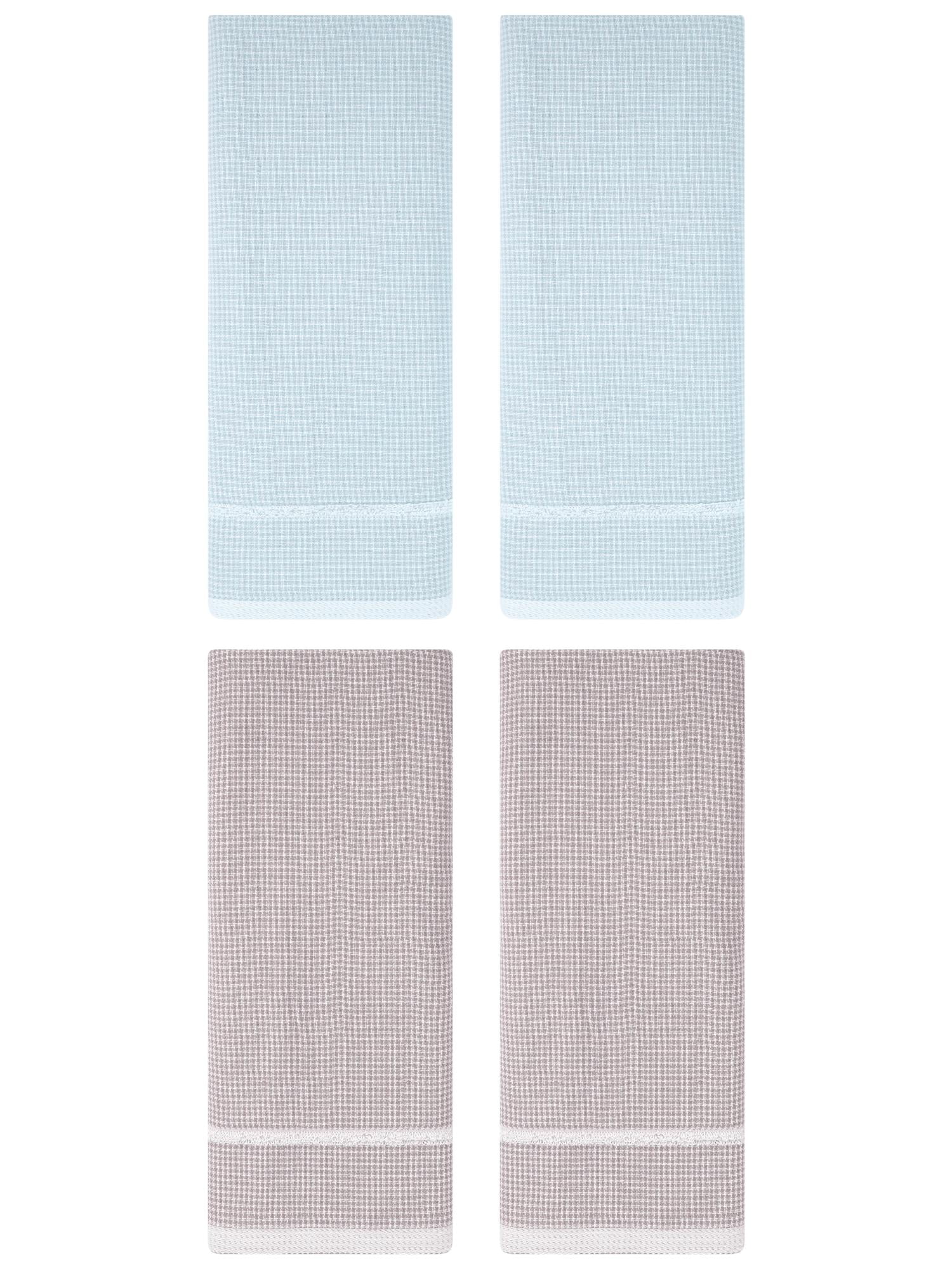 Unique Bargains Striped Decorative Hand Towel Set Cotton Face Towels Blue/Brown 4 Pack
