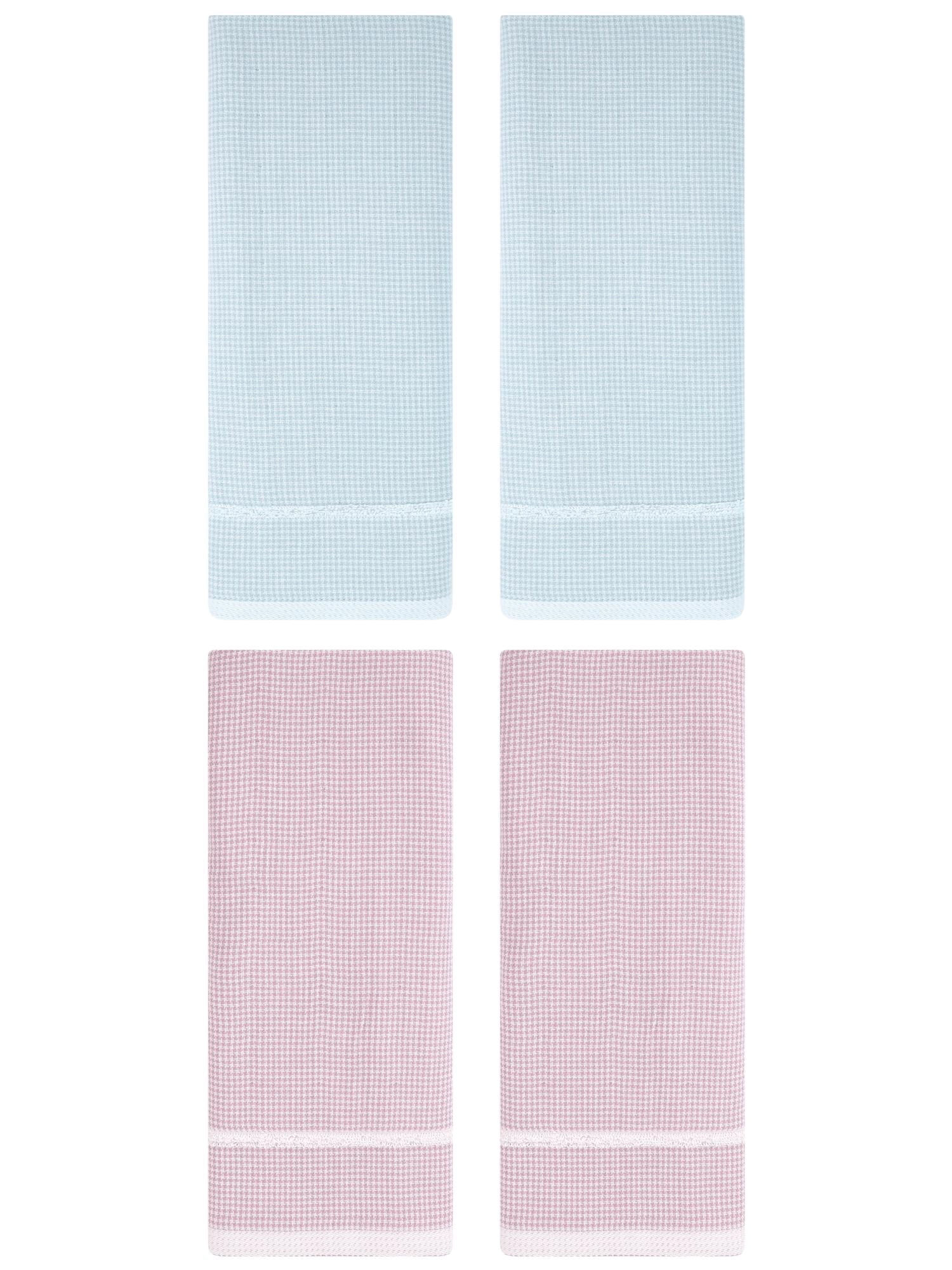 Unique Bargains Striped Decorative Hand Towel Set Cotton Face Towels Blue/Pink 4 Pack