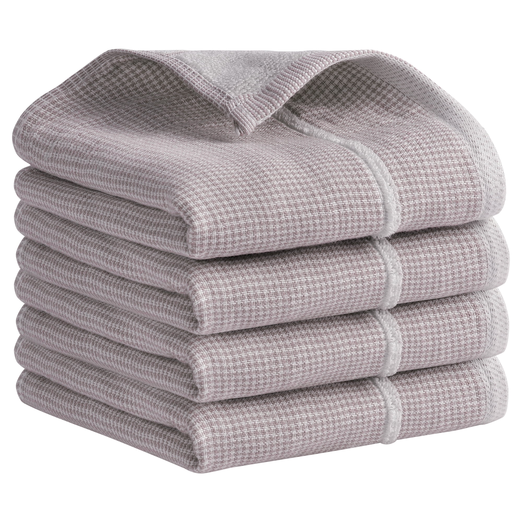 Unique Bargains Striped Decorative Hand Towel Set Cotton Face Towels Brown 4-Piece
