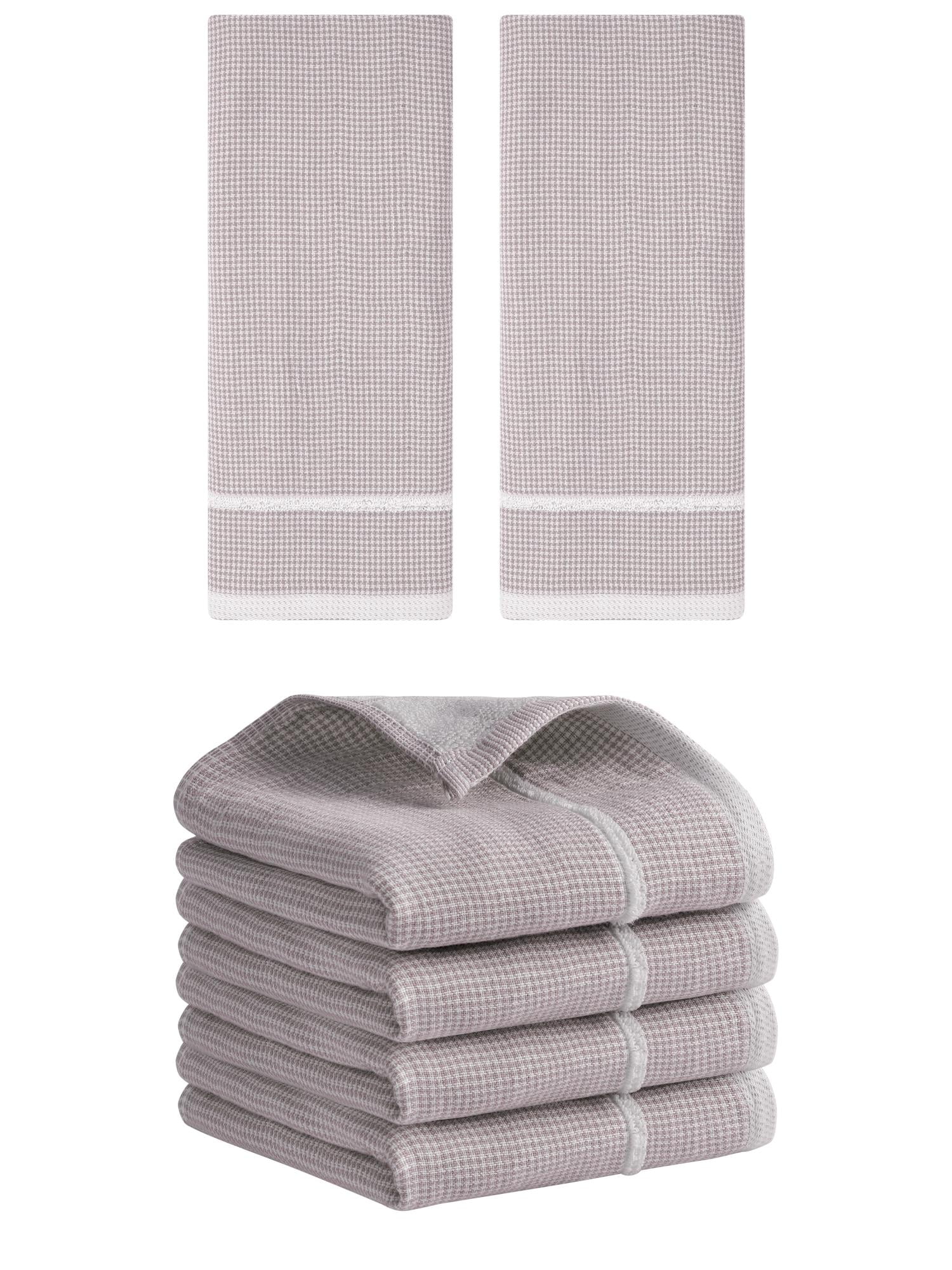 Unique Bargains Striped Decorative Hand Towel Set Cotton Face Towels Brown 6 Pack