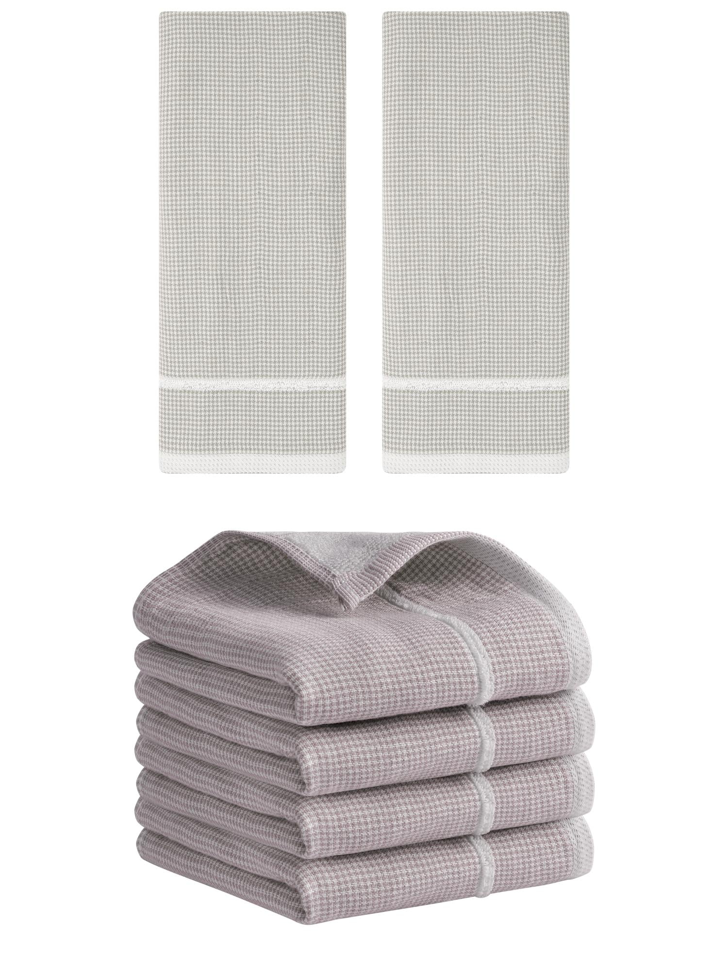 Unique Bargains Striped Decorative Hand Towel Set Cotton Face Towels Brown/Khaki 6 Pack