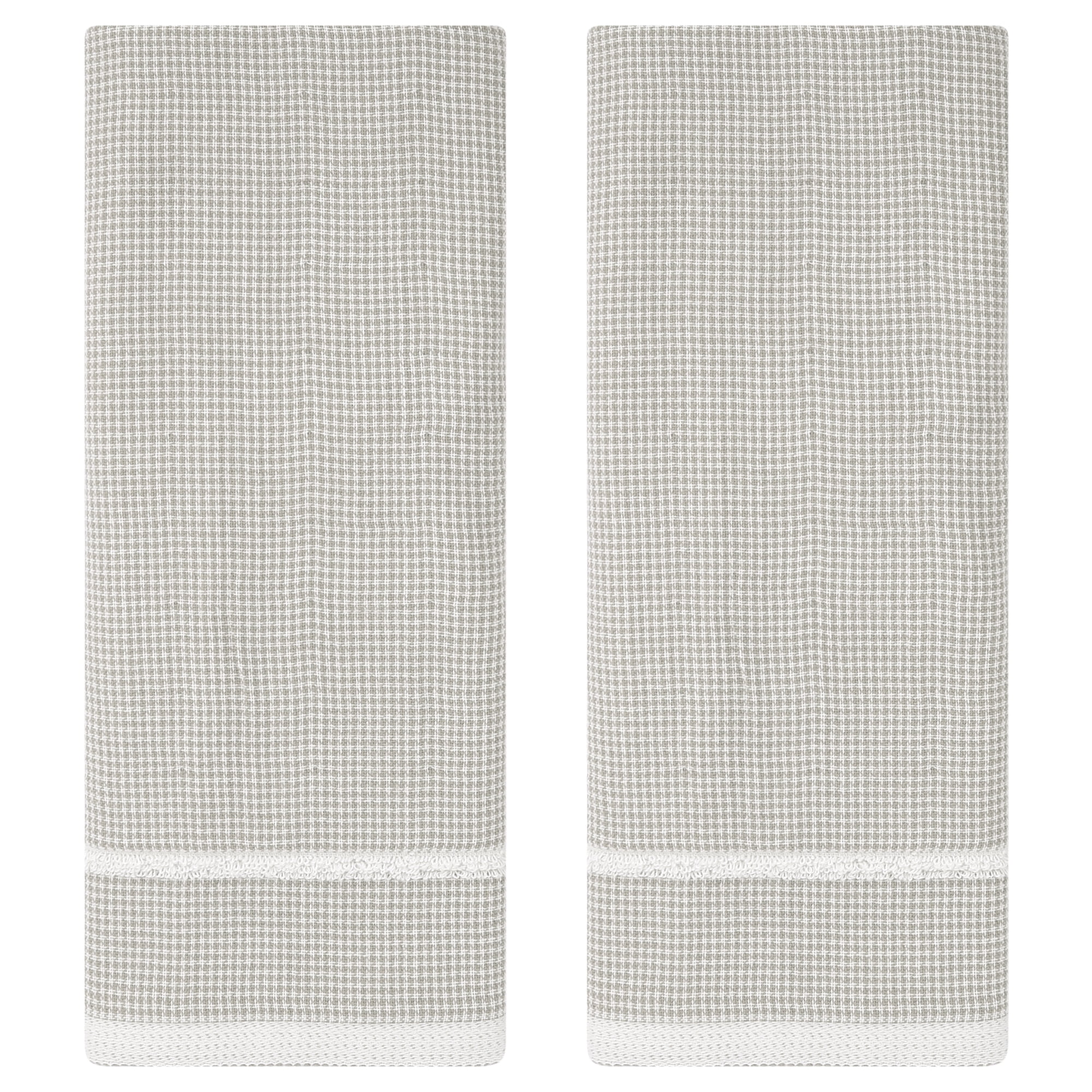 Unique Bargains Striped Decorative Hand Towel Set Cotton Face Towels Khaki 2-Piece