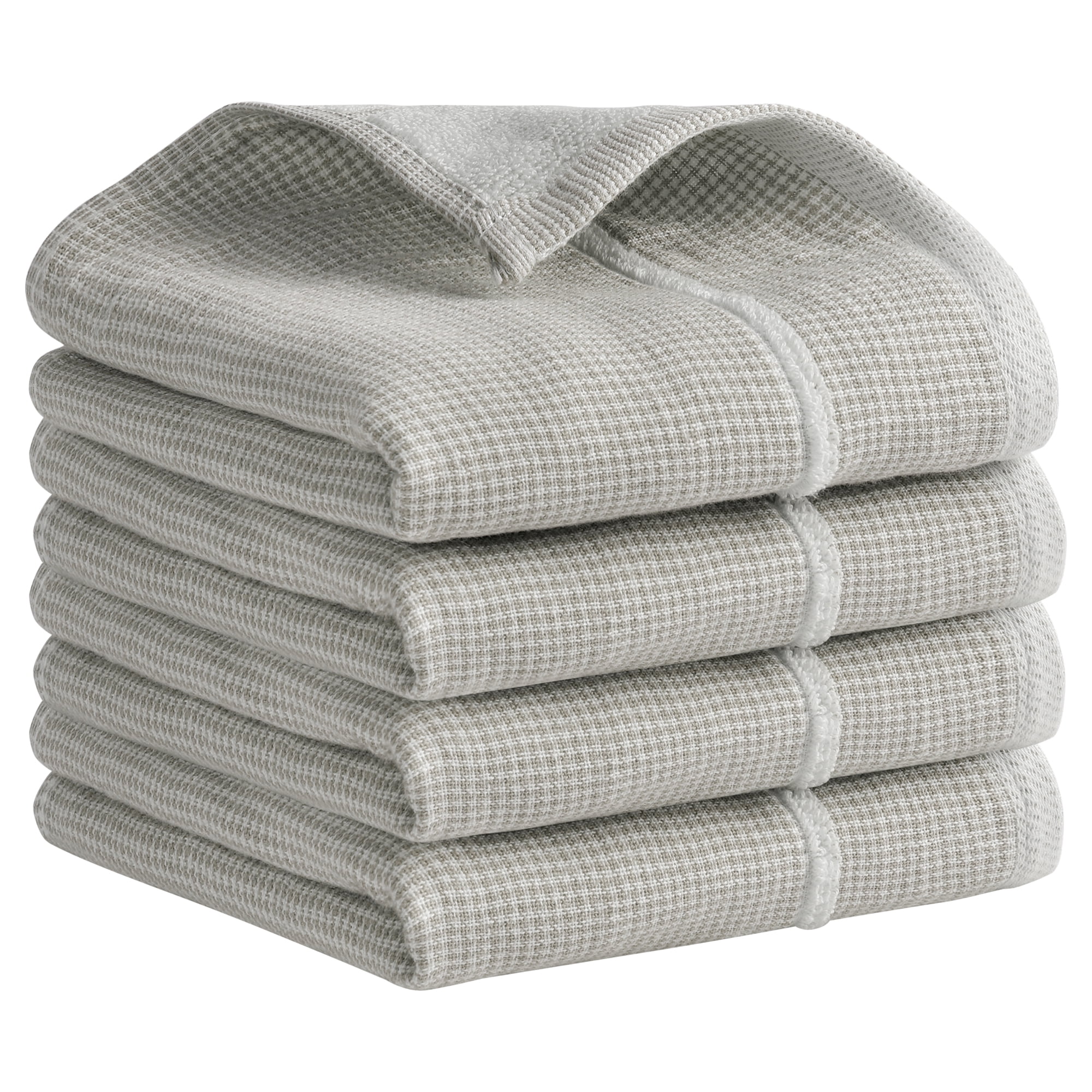Unique Bargains Striped Decorative Hand Towel Set Cotton Face Towels Khaki 4-Piece