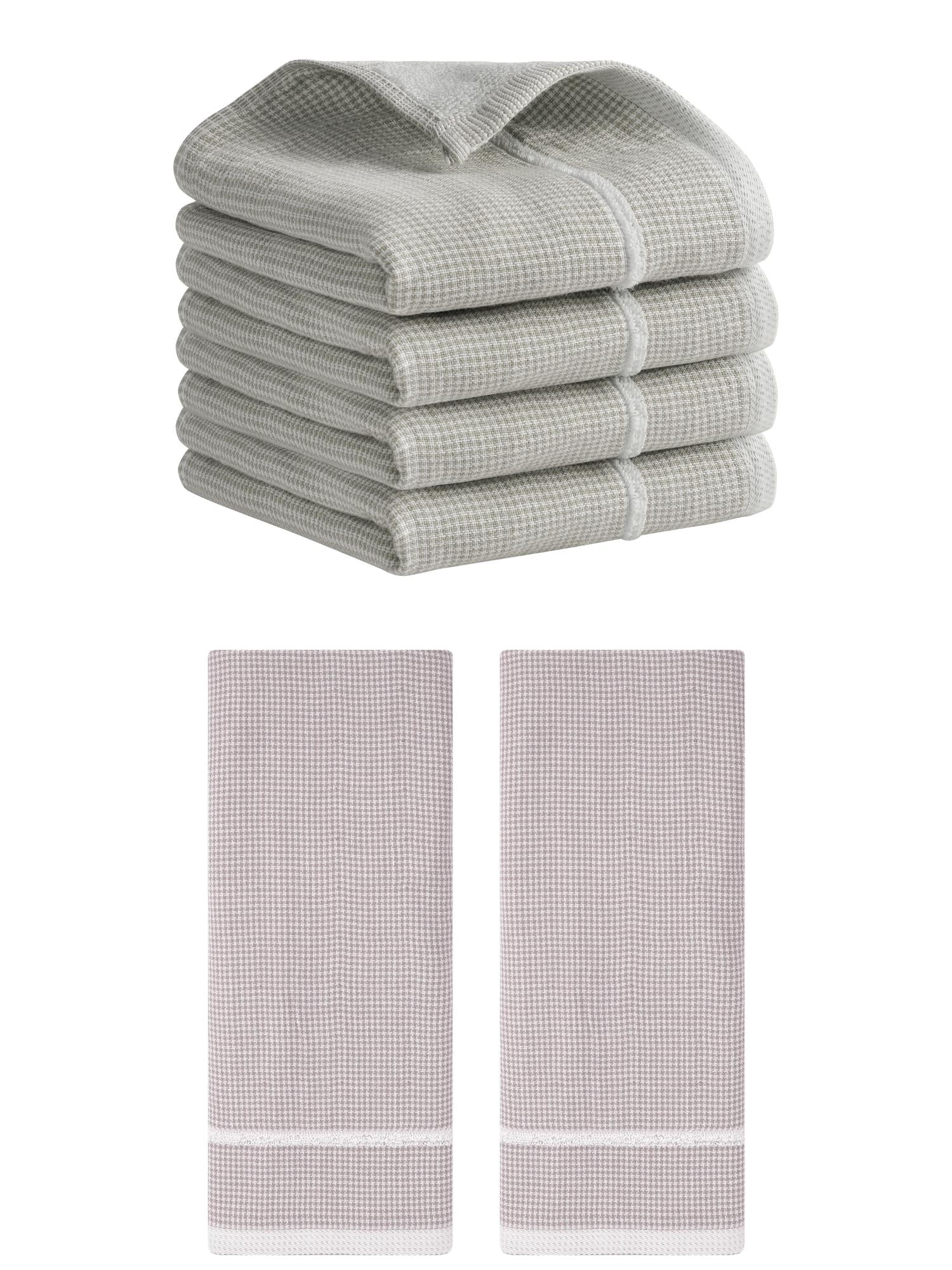 Unique Bargains Striped Decorative Hand Towel Set Cotton Face Towels Khaki/Brown 6 Pack